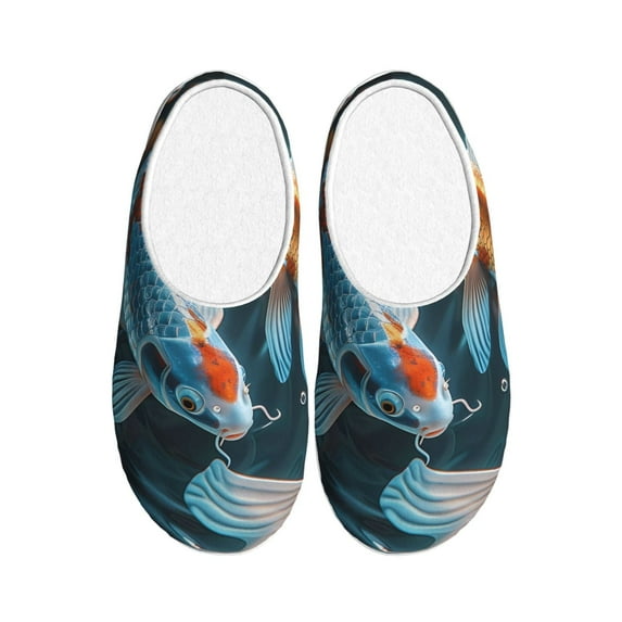 Picia Cute Koi Fish Serenity for Women's Lamb-hug Comfy Fleece House Slippers Memory Foam, Slip-on House Shoes Indoor Outdoor-39/40