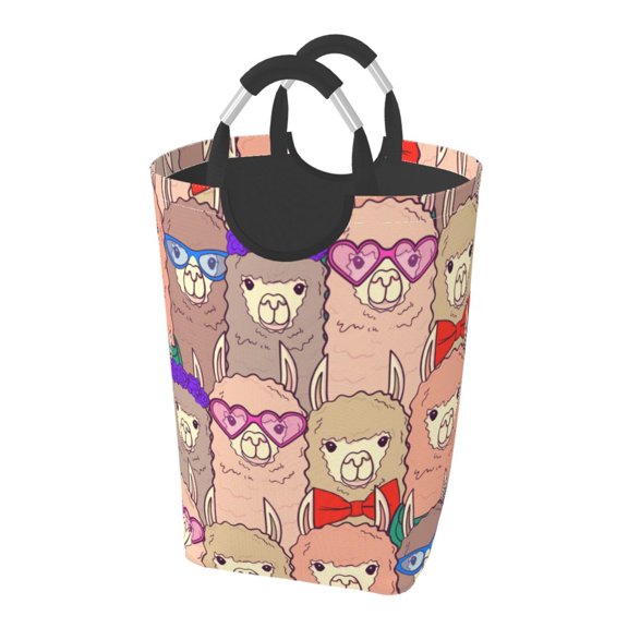 Picia Cute Lamas Laundry Basket With Handles Laundry Hamper Toys Storage Organizer Foldable Bucket Washing Bin Dirty Clothes Bag For Home Bathroom Bedroom Dorm
