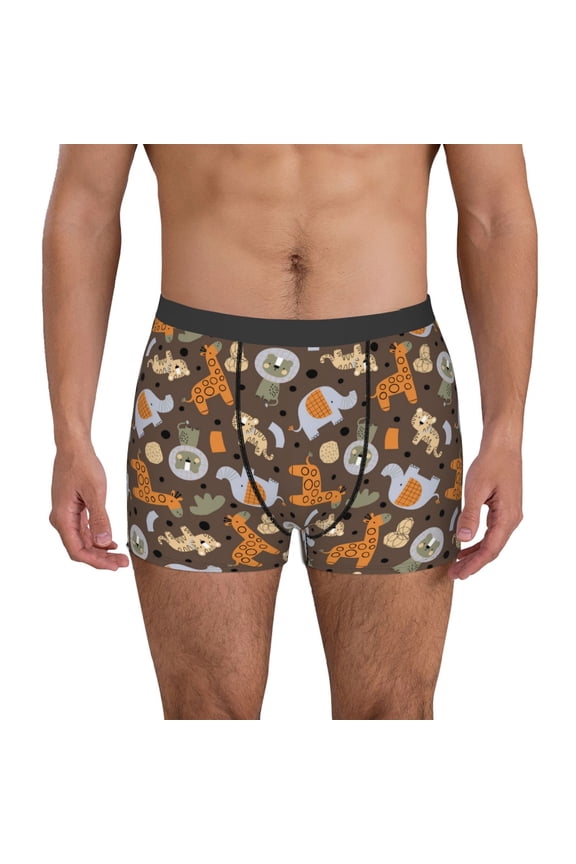 Cute Lion Tiger Pattern Men’s Boxer Briefs – Soft & Breathable Underwear, Stretchy & Comfortable Fit, Supportive Pouch Design, Moisture-Wicking-Medium