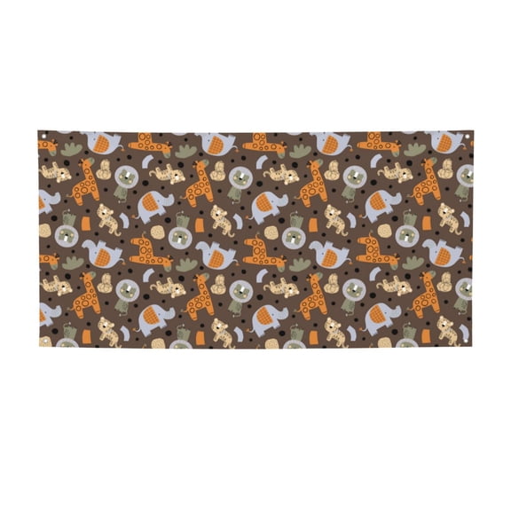 Picia Cute Lion Tiger Pattern Party Banner, Festive Decoration, Holiday Banner, Celebration Decor, Event Banner, Reusable Party Banner-Medium