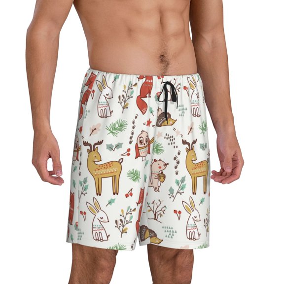 Picia Cute Little Animals Pajama Shorts for Men, Men's Pajama Bottoms, Sleepwear,Short Pajama Pants-Large