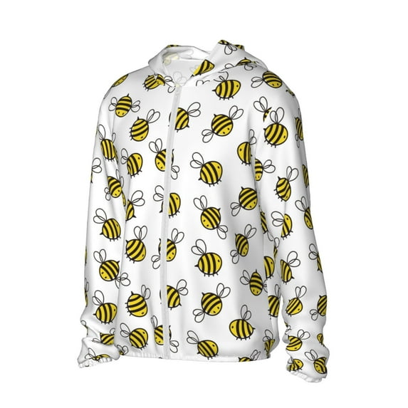 Picia Cute Little Bee Women's Men's UPF 50+ Sun Protection Hoodie Shirt Long Sleeve SPF Fishing Outdoor UV Hiking Lightweight Shirts-Medium