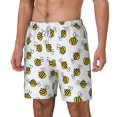 thumbnail image 1 of Picia Cute Little Bee pattern Mens Swim Trunks with Compression Liner Stretch Beach Shorts Quick Dry with Zipper Pockets No-Chafing Board Shorts-Medium, 1 of 9