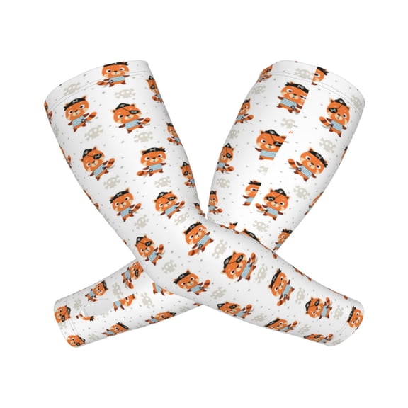 Picia Cute Little Pirate Red Panda Arm Sleeves for Men and Women - Tattoo Cover Up UPF 50+ Cooling Sports Sleeve for Basketball Golf Football-One Size