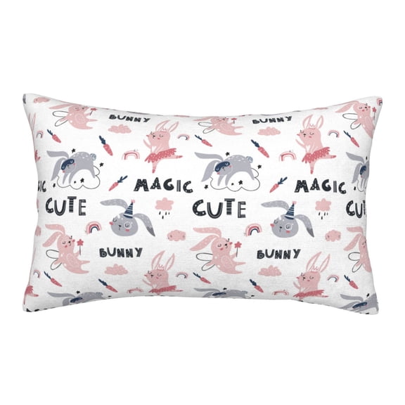 Picia Cute Magic Bunny Pattern Plush Pillow Case – Soft and Cozy Cushion Cover, Hypoallergenic Throw Pillow Case for Home Decor-14"x20"