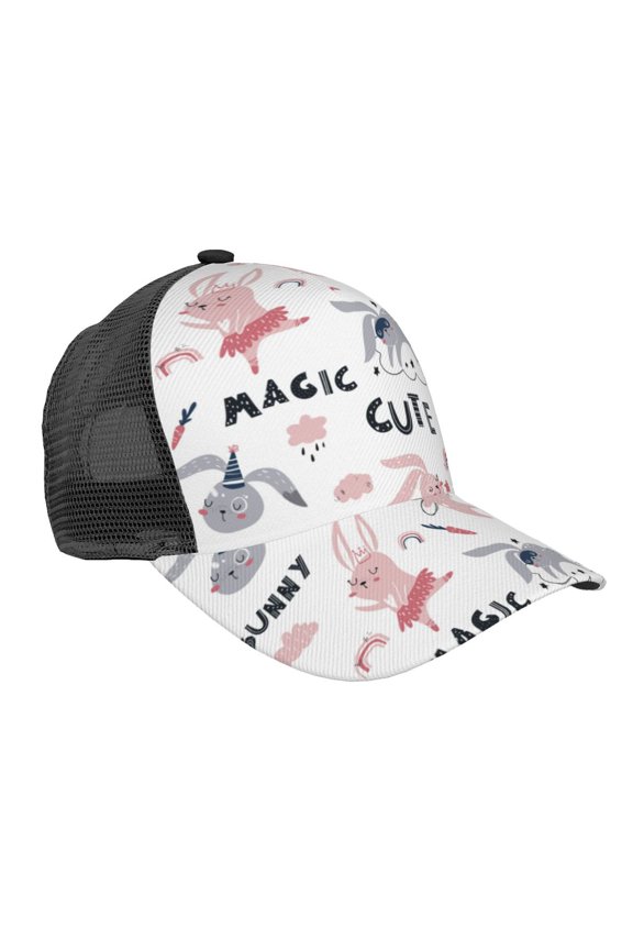 Cute Magic Bunny Pattern Trucker Hat,Baseball Cap,Sun Protection Cap,Stylish Headwear,Leisure Cap,Outdoor Sports Cap