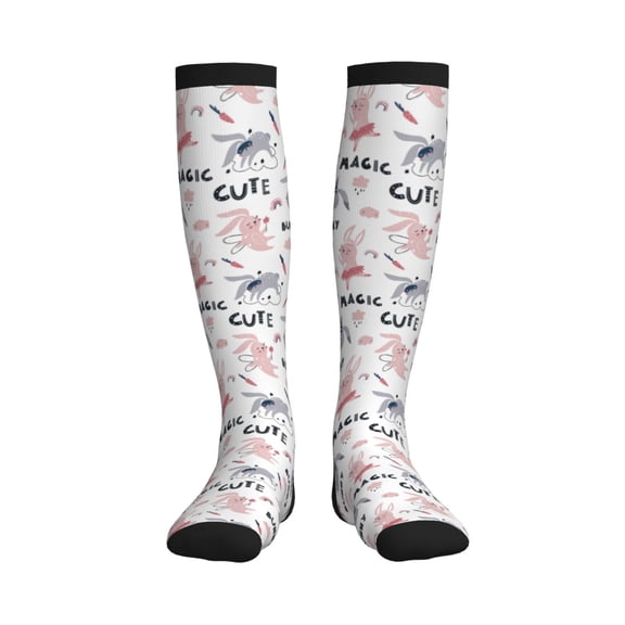 Picia Cute Magic Bunny Printed Sports Compression Socks - 15-20mmHg Graduated Compression, High-Performance Soft and Breathable Socks for Men and Women