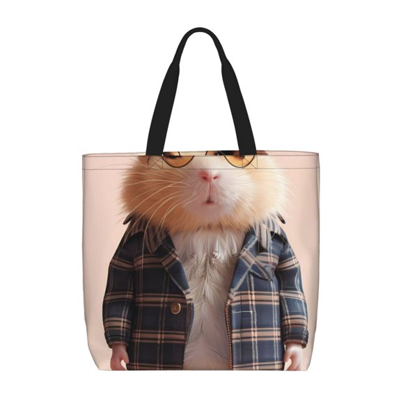 Picia Cute Mouse In Glasses for Tote Bag for Women with Zipper, Gym Tote with Compartments, Laptop Work Tote Nurse Dance Yoga Bag for Sport, Travel