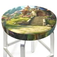 thumbnail image 1 of Picia Cute Mushroom Town A pattern Round Stool Covers Comfy Seat Covers Stretch Removable WashableChair Slipcover Round Bar Chair Cushion Cover-12 inch, 1 of 7