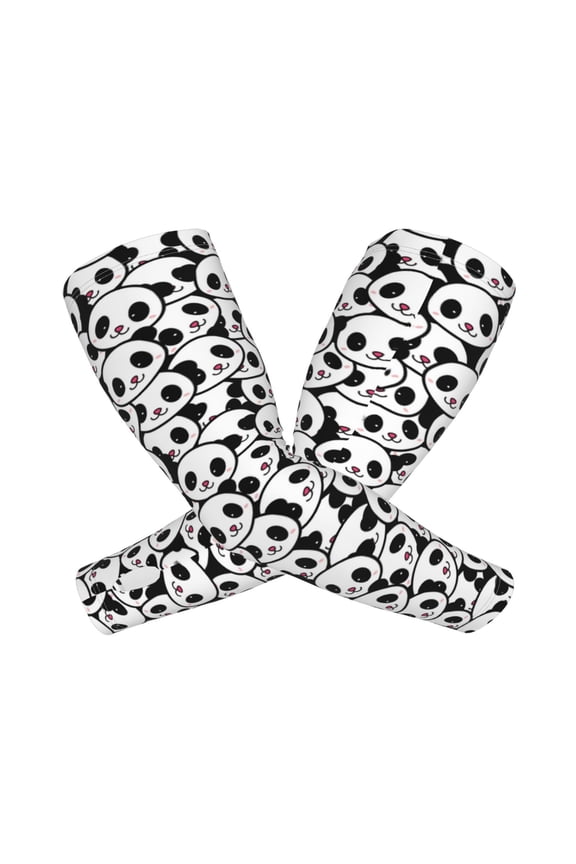 Cute Panda Face Arm Sleeves for Men and Women - Tattoo Cover Up UPF 50+ Cooling Sports Sleeve for Basketball Golf Football-One Size