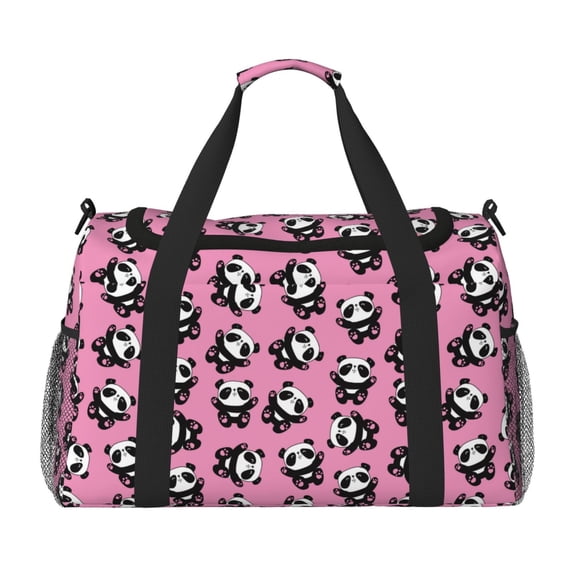 Picia Cute Panda Print Travel Duffle Bag,Weekender Bags for Women with Shoe Compartment, Gym Duffel Bag with Wet Pocket, Hospital Bags for Labor and Delivery