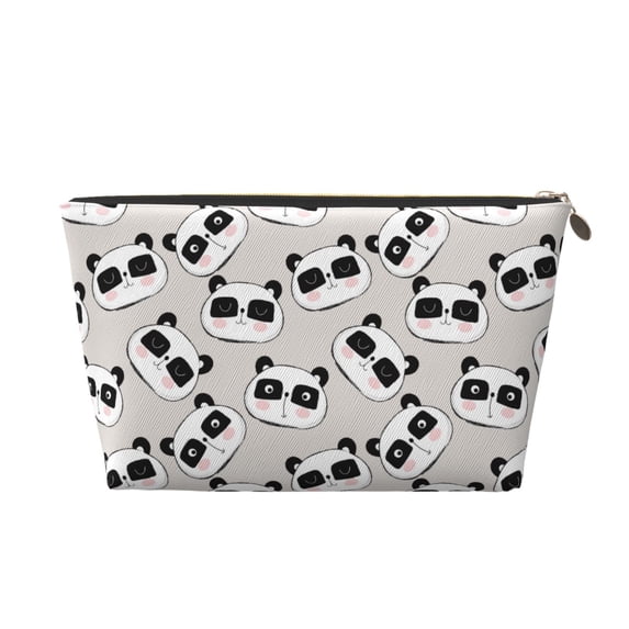 Picia Cute Panda Printed Leather Travel Toiletry Bag,Cosmetic Organizer, Makeup Travel Bag, Durable Travel Pouch, Compact Toiletry Bag, Travel Accessories
