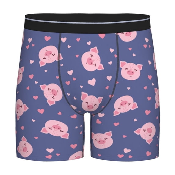 Picia Cute Pig Pattern Men's Athletic Long Leg Briefs , Performance Stretch Underwear,Moisture-Wicking