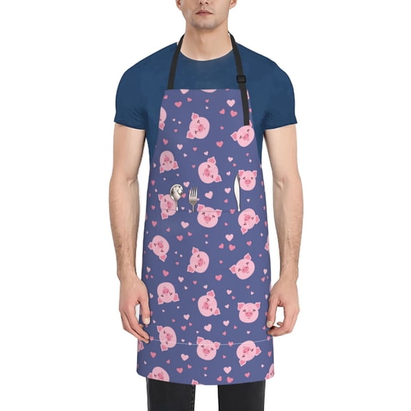 Picia Cute Pig Waterproof Apron for Unisex Adult - Adjustable Bib Apron with Pockets, Ideal for Cooking, Gardening, Painting, and Household Chores