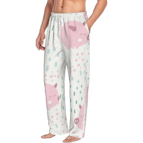 Picia Cute Pigs Mens Soft Woven Cotton Elastic Waistband Sleep Pajama Pant Lounge Sleep Pant With Pockets And Drawstring-Large