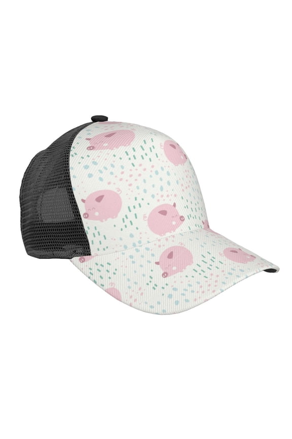 Cute Pigs Pattern Trucker Hat,Baseball Cap,Sun Protection Cap,Stylish Headwear,Leisure Cap,Outdoor Sports Cap