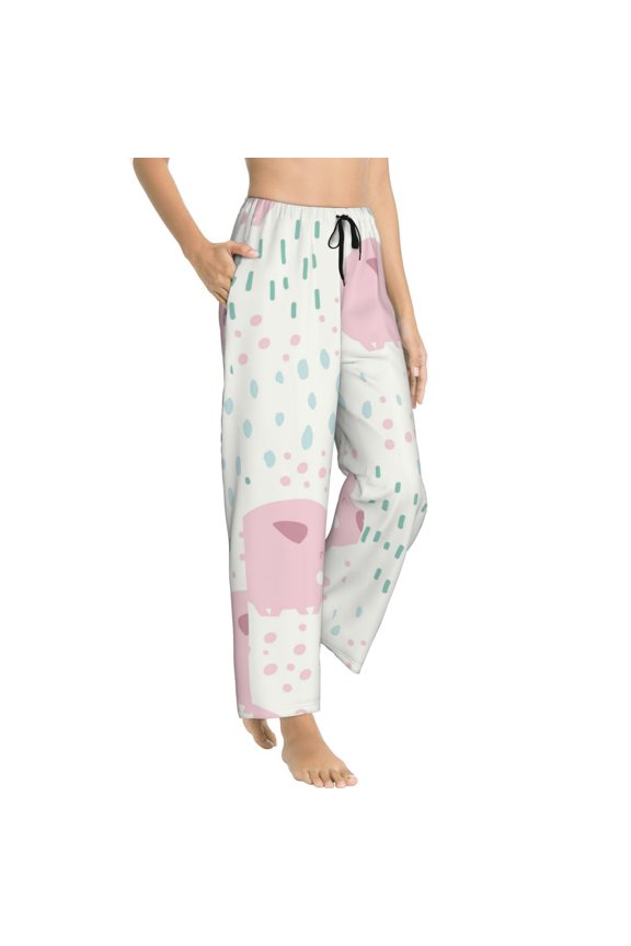 Cute Pigs Womens Soft Woven Cotton Elastic Waistband Sleep Pajama Pant Lounge Sleep Pant With Pockets And Drawstring-Medium