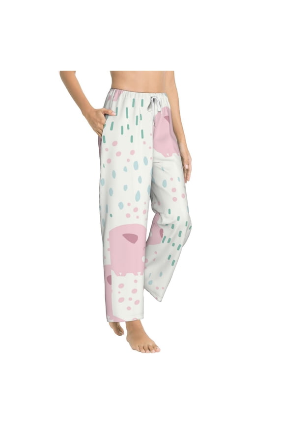 Cute Pigs Womens Soft Woven Cotton Elastic Waistband Sleep Pajama Pant Lounge Sleep Pant With Pockets And Drawstring-Small