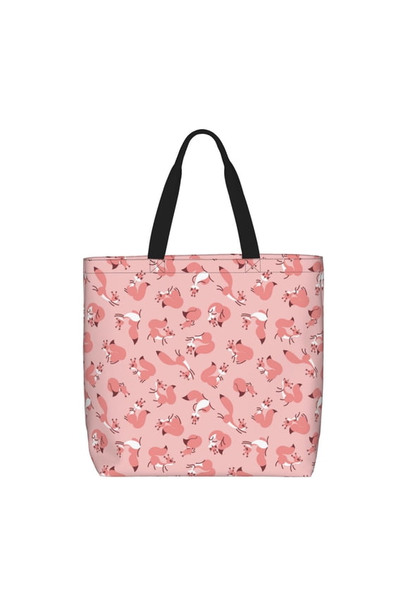 Cute Pink Squirrel for Tote Bag for Women with Zipper, Gym Tote with Compartments, Laptop Work Tote Nurse Dance Yoga Bag for Sport, Travel