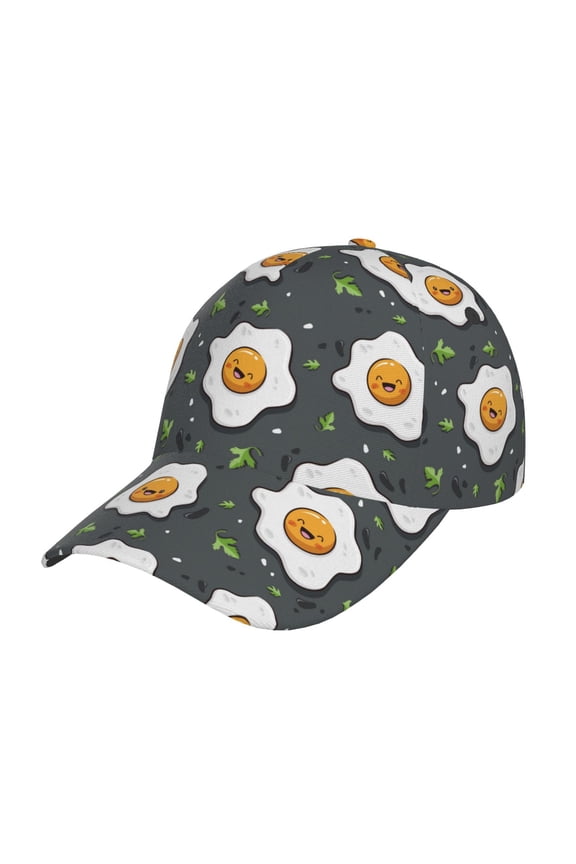 Cute Poached Eggs pattern Trucker Low Profile Hat Men Women Baseball Cap Dad Hat Adjustable Unconstructed Plain Cap