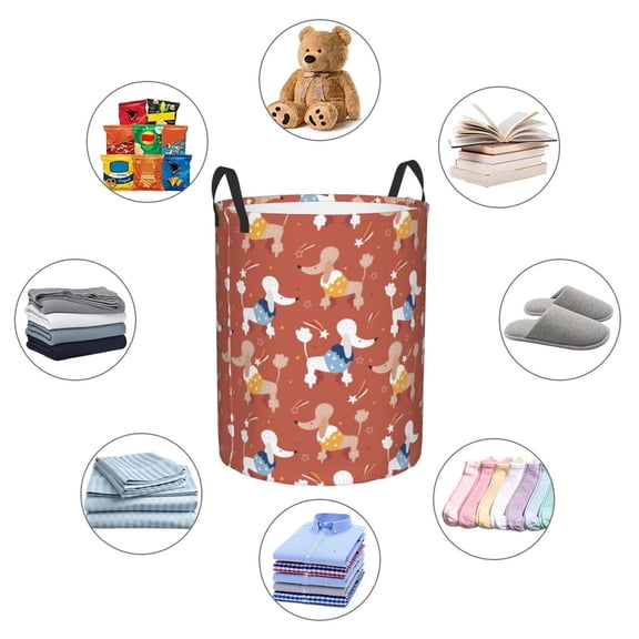 Picia Cute Poodle Dog Large Laundry Basket, Waterproof, Freestanding Laundry Hamper, Collapsible Tall Clothes Hamper with Extended Handles-