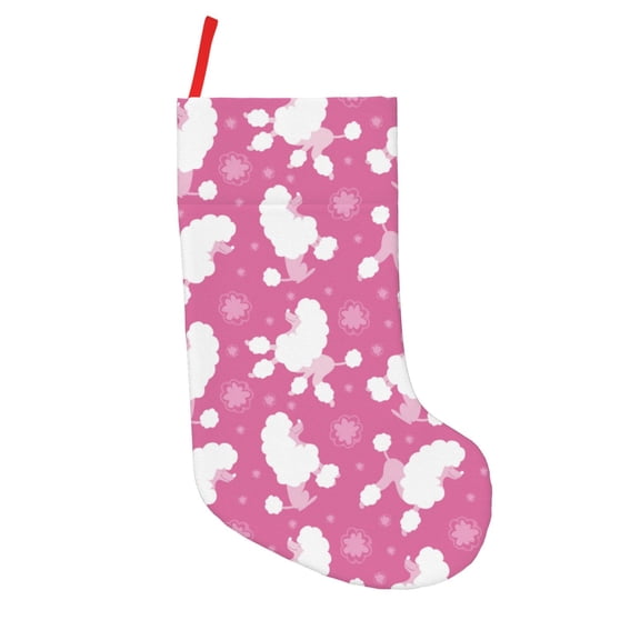 Picia Cute Poodle Dog Pattern Christmas Stockings, 18 Inches Knit Christmas Stockings, Stockings Christmas Cable Knitted Xmas Hanging Stockings