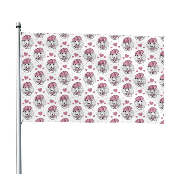 Picia Cute Poodle Dog Printed Flag ,Cute Poodle Dog Pattern Garden Flag Vertical Double,Yard Lawn Outdoor Decor 48x72"