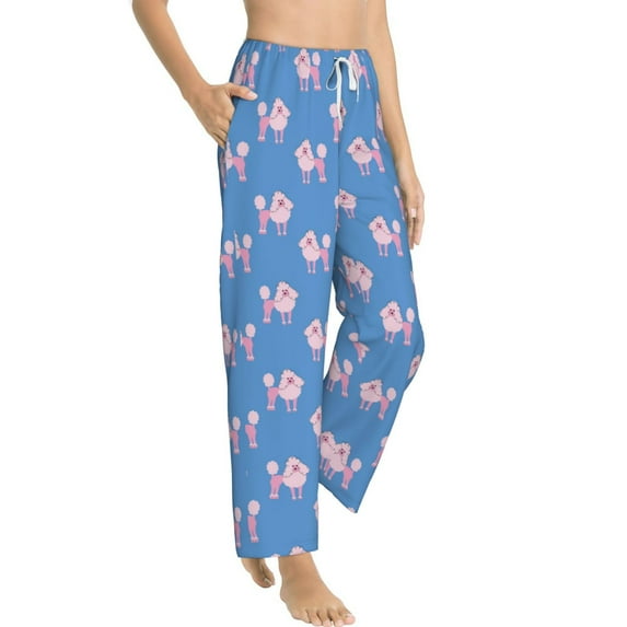 Picia Cute Poodle Dog Womens Soft Woven Cotton Elastic Waistband Sleep Pajama Pant Lounge Sleep Pant With Pockets And Drawstring-Small