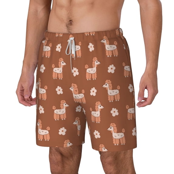 Picia Cute Poodle Dog pattern Mens Swim Trunks with Compression Liner Stretch Beach Shorts Quick Dry with Zipper Pockets No-Chafing Board Shorts-X-Large