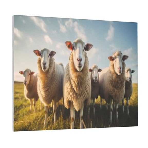 Picia Cute Prairie Sheep Herd Pattern Decorative Picture – Unique Wall Art, Modern Canvas Print for Trendy Interiors (Horizontal)