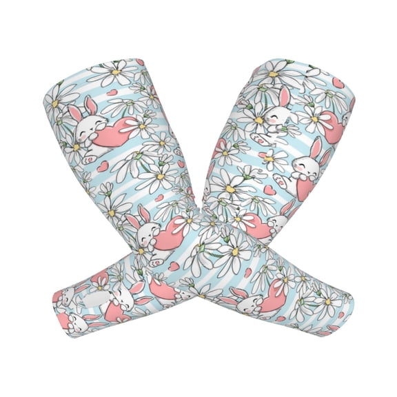 Picia Cute Rabbit And Heart Arm Sleeves for Men and Women - Tattoo Cover Up UPF 50+ Cooling Sports Sleeve for Basketball Golf Football-One Size