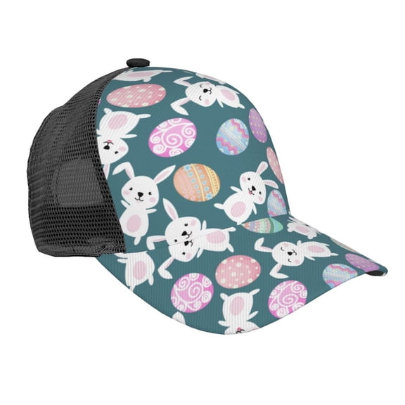 Picia Cute Rabbit Easter Pattern Trucker Hat,Baseball Cap,Sun Protection Cap,Stylish Headwear,Leisure Cap,Outdoor Sports Cap
