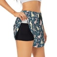 thumbnail image 1 of Picia Cute Rabbit Floral Pattern Women's 2 in 1 Athletic Running Shorts High Waisted Workout Casual Gym Sweat Shorts with Comfy Liner Zipper Pockets-XX-Large, 1 of 9
