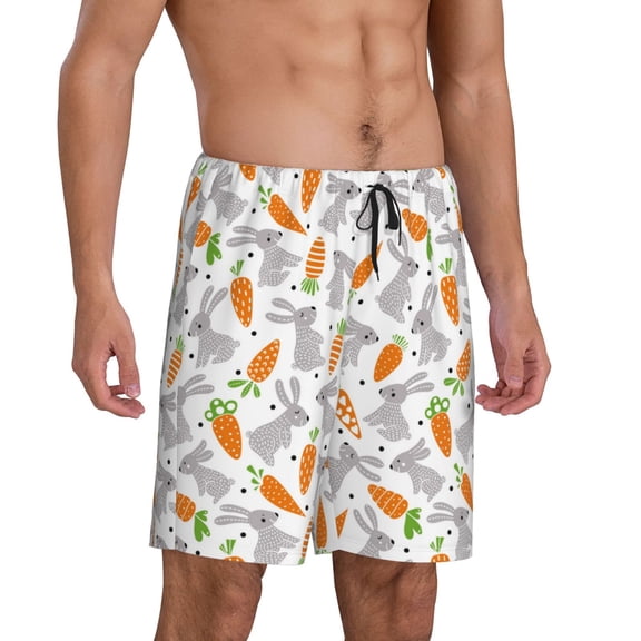 Picia Cute Rabbit Pajama Shorts for Men, Men's Pajama Bottoms, Sleepwear,Short Pajama Pants-Small