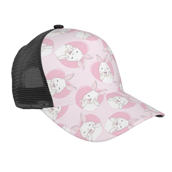 Picia Cute Rabbit Pattern Trucker Hat,Baseball Cap,Sun Protection Cap,Stylish Headwear,Leisure Cap,Outdoor Sports Cap