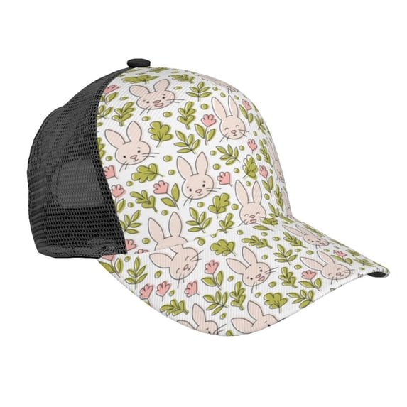 Picia Cute Rabbit Pattern Trucker Hat,Baseball Cap,Sun Protection Cap,Stylish Headwear,Leisure Cap,Outdoor Sports Cap