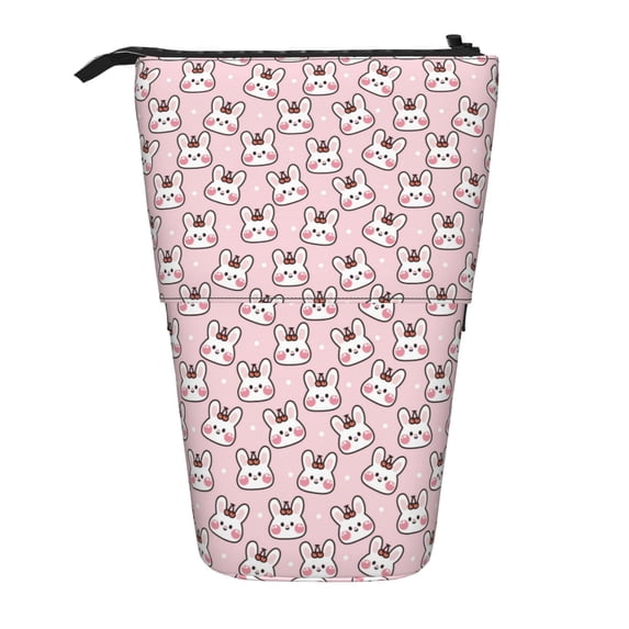 Picia Cute Rabbit Print Telescopic Pencil Case, Telescopic Pen Holder Telescopic Pencil Pouch Bag Stationery Pencil Case Box Storage Organizer Makeup Bag