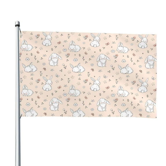 Picia Cute Rabbit Printed Flag ,Cute Rabbit Pattern Garden Flag Vertical Double,Yard Lawn Outdoor Decor 48x72"