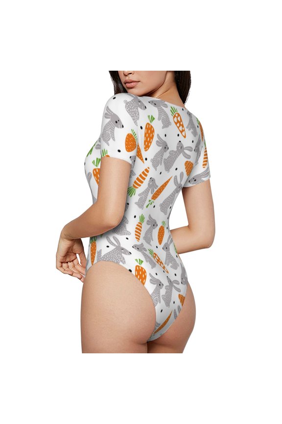 Cute Rabbit Womens One Piece Swimsuits Modest Tummy Control Bathing Suits Lace Up Slimming Swim Suit-Medium