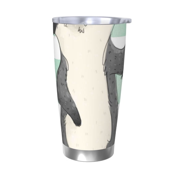 Picia Cute Raccoon Pattern 20 oz Tumbler Stainless Steel Vacuum Insulated Coffee Ice Cup Double Wall Travel Flask Dual Lid Water Bottle, Eco-friendly Car Cup-Without Straw