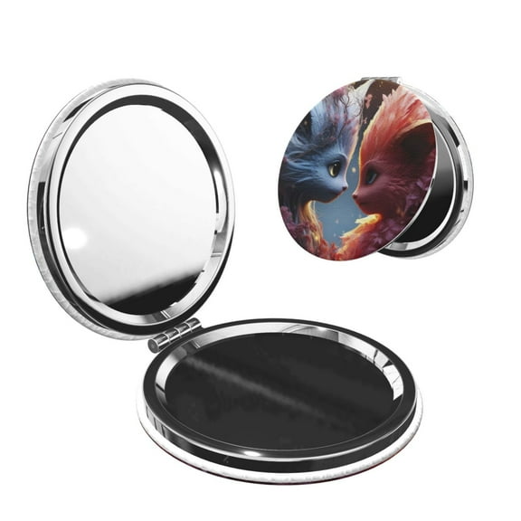 Picia Cute Red And White Elf for Compact Vanity Mirror , Travel Makeup Mirror , Portable Magnifying Cosmetic Mirror for Daily, Work, Business-Round Shape