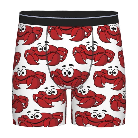 Picia Cute Red Crab Pattern Men's Athletic Long Leg Briefs , Performance Stretch Underwear,Moisture-Wicking
