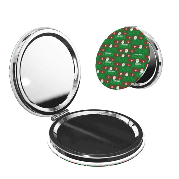 Picia Cute Santa And Ho Ho Ho for Compact Vanity Mirror , Travel Makeup Mirror , Portable Magnifying Cosmetic Mirror for Daily, Work, Business-Round Shape
