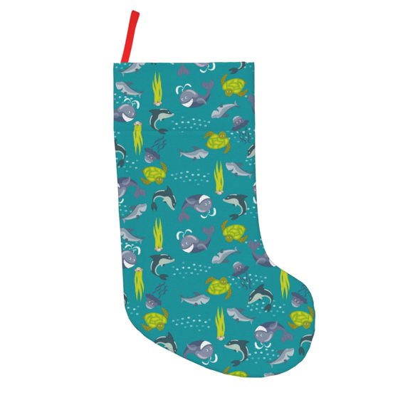 Picia Cute Shark Turtle Pattern Christmas Stockings, 18 Inches Knit Christmas Stockings, Stockings Christmas Cable Knitted Xmas Hanging Stockings