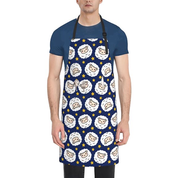Picia Cute Sheep With Star Waterproof Apron for Unisex Adult - Adjustable Bib Apron with Pockets, Ideal for Cooking, Gardening, Painting, and Household Chores