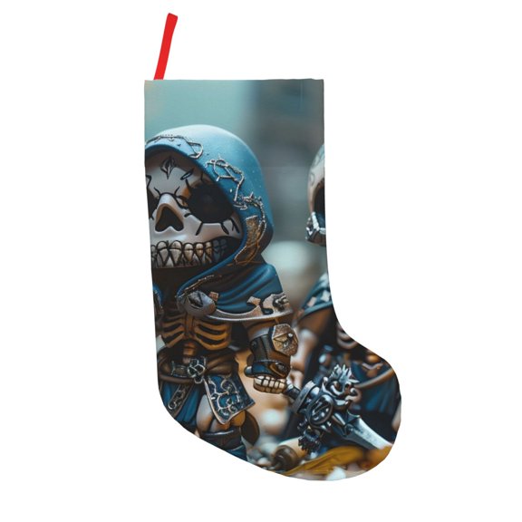 Picia Cute Skeletons Figurines Pattern Christmas Stockings, 18 Inches Knit Christmas Stockings, Stockings Christmas Cable Knitted Xmas Hanging Stockings