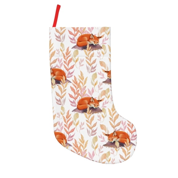 Picia Cute Sleepy Fox for 18in Christmas Stockings, Xmas Stocking for Kids, Holiday and Family Stocking for Fireplace or Party Decoration
