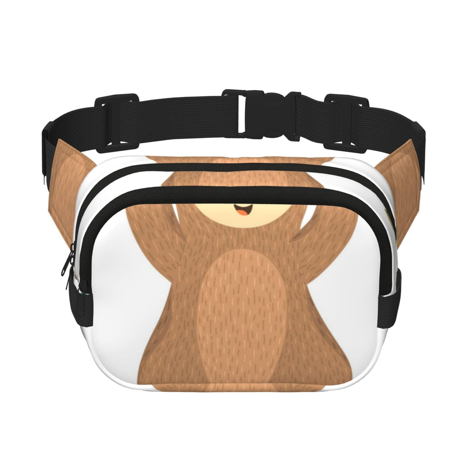 Picia Cute Sloth In Yoga Pose Tree Print Square Double-Layer Waist Bag Mini Adjustable Waist Belt Bag Exercise Running Travel Hiking