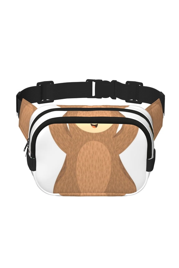 Cute Sloth In Yoga Pose Tree Print Square Double-Layer Waist Bag Mini Adjustable Waist Belt Bag Exercise Running Travel Hiking