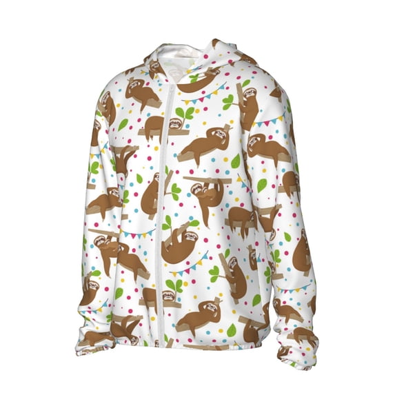 Picia Cute Sloth Women's Men's UPF 50+ Sun Protection Hoodie Shirt Long Sleeve SPF Fishing Outdoor UV Hiking Lightweight Shirts-Medium